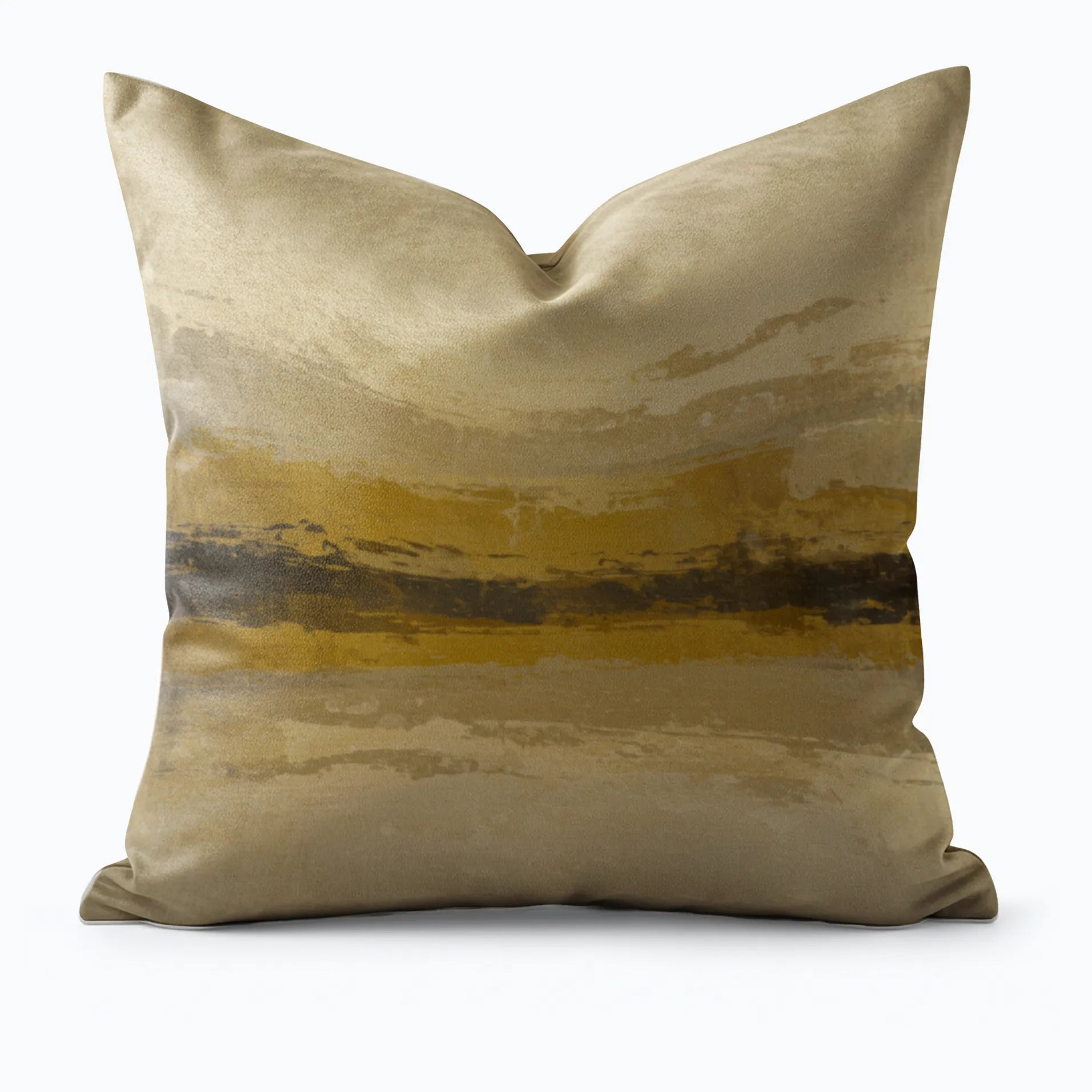Decorative pillow with abstract brown and beige pattern by Buffalo Bunny.