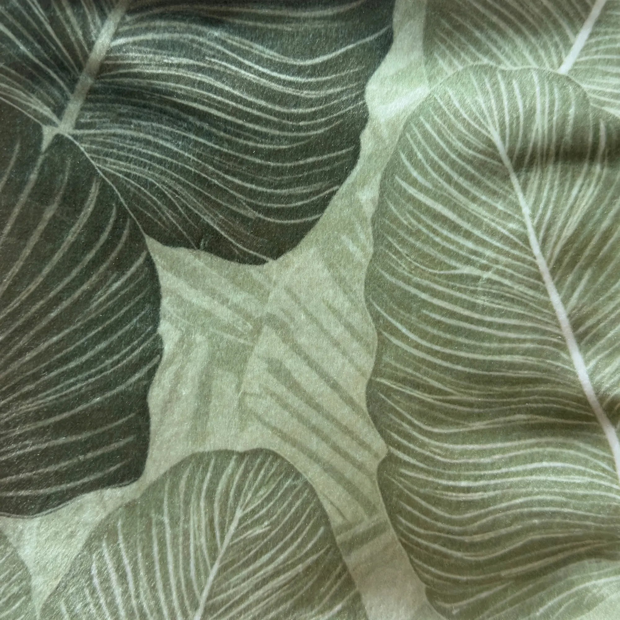 Jungle Leaves Velvet Shimmer Throw Pillow