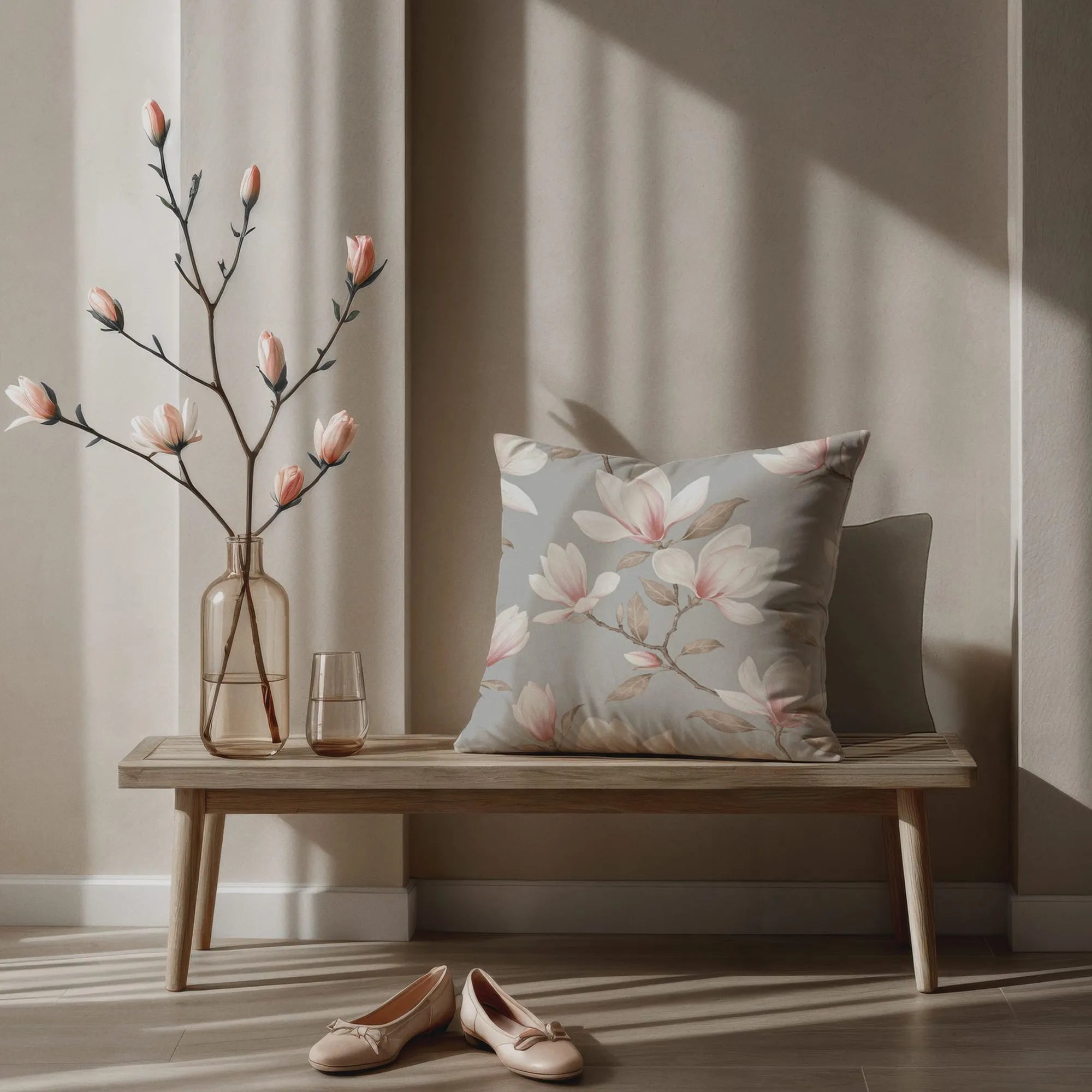 Magnolia Blossoms Throw Pillow