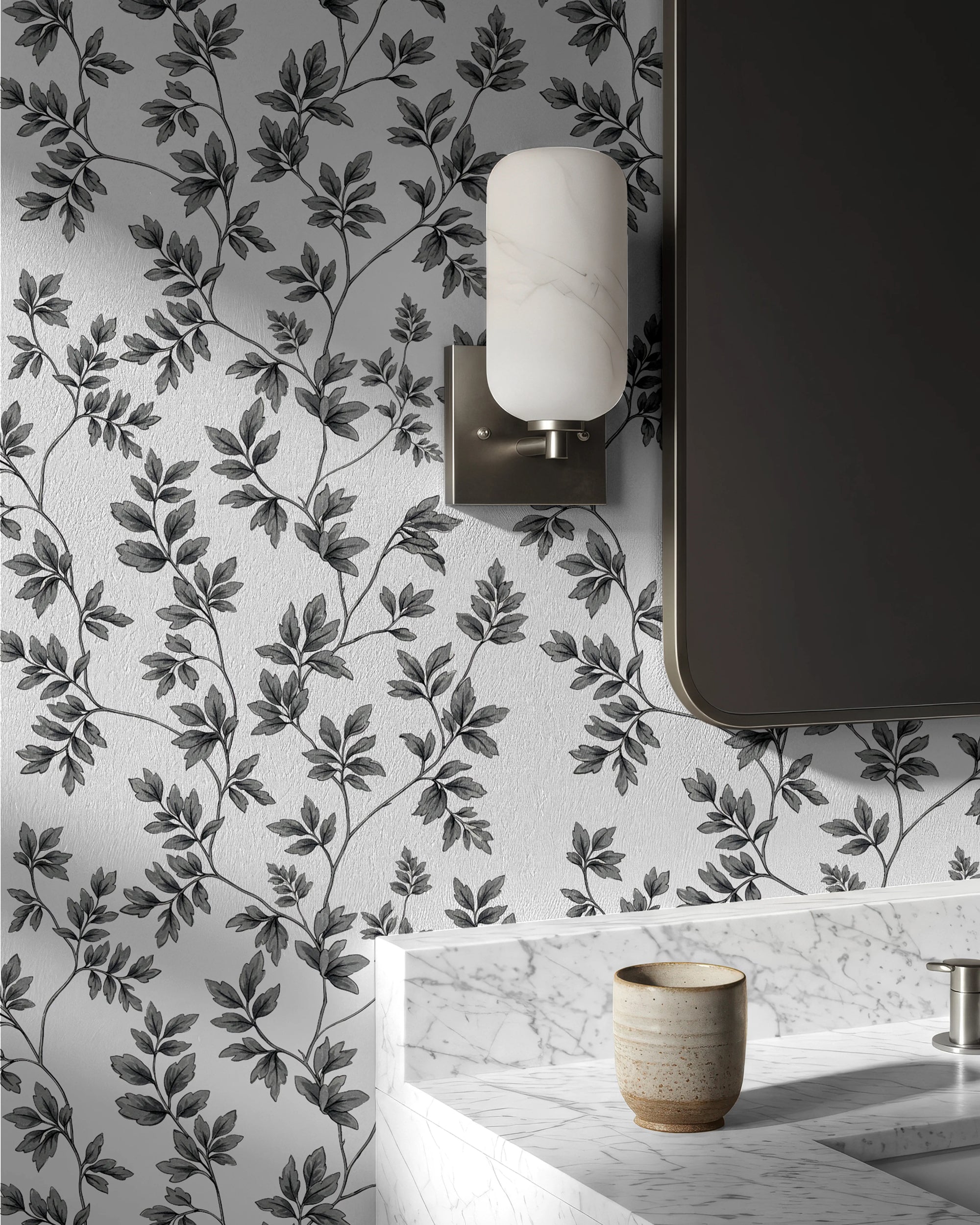 Midnight Ivy Monochrome Wallpaper