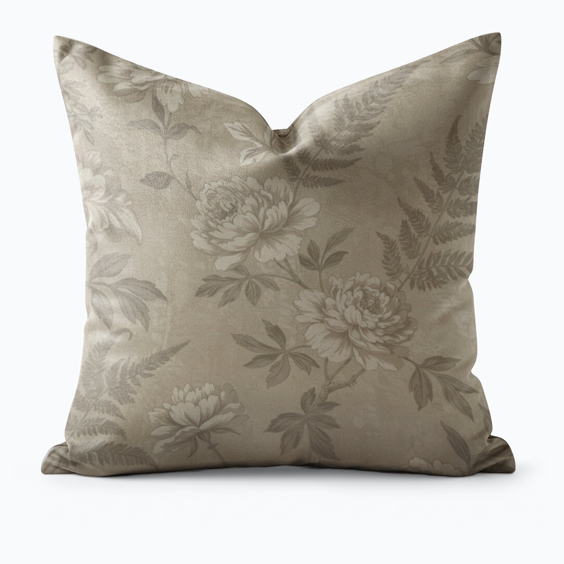 Beige Floral Throw Pillow