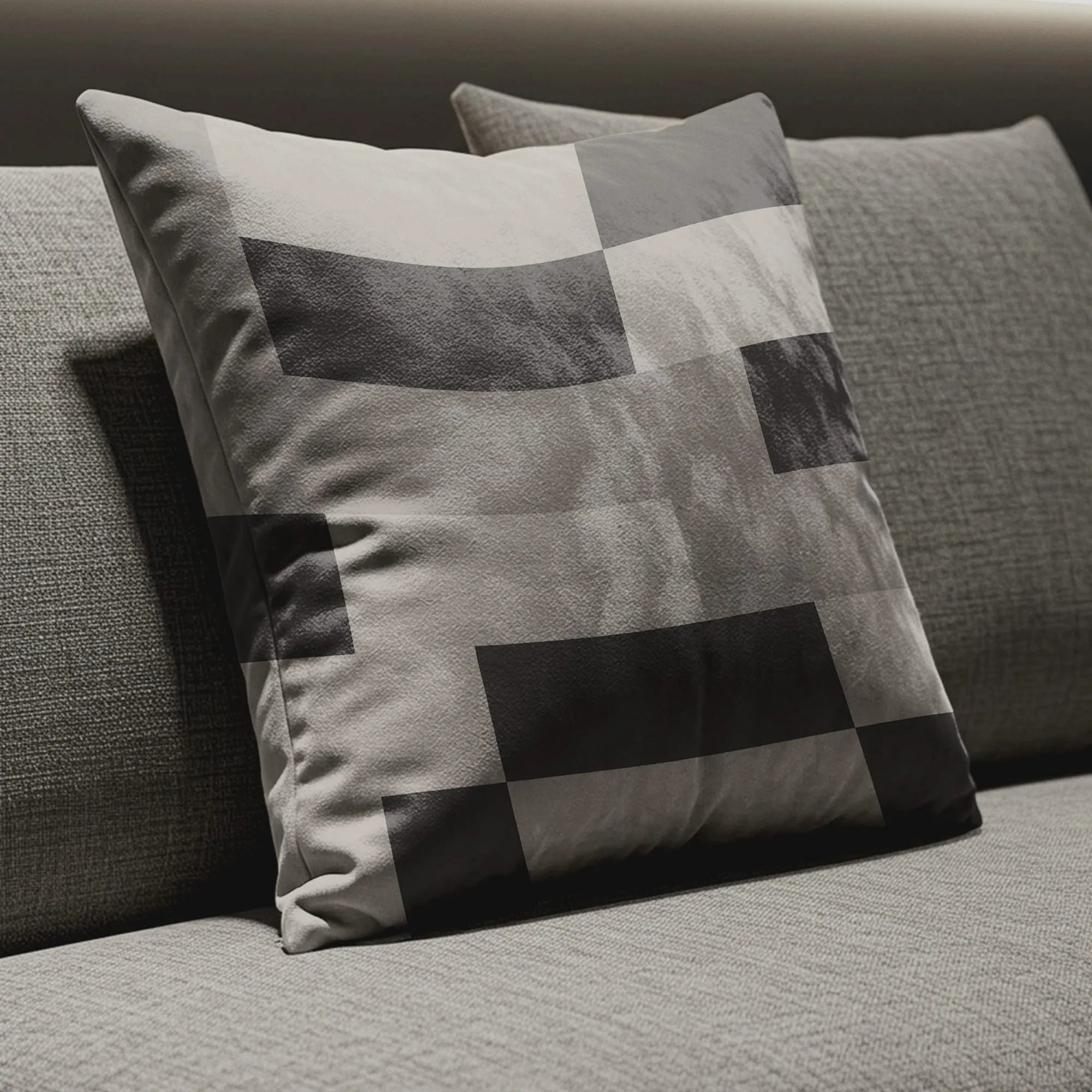 Coussin à motif quadrillé monochrome