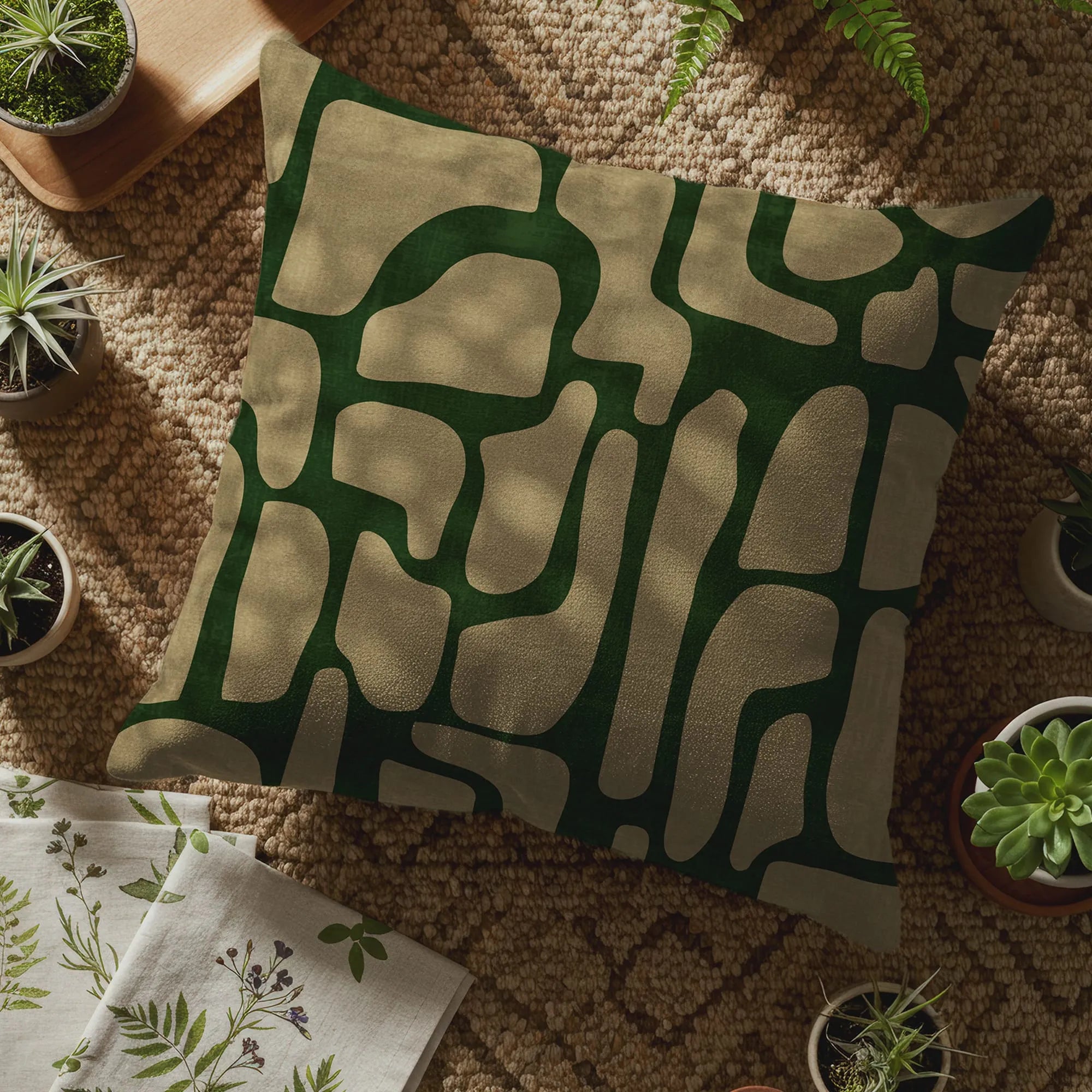 Coussin décoratif en mousse et pierre