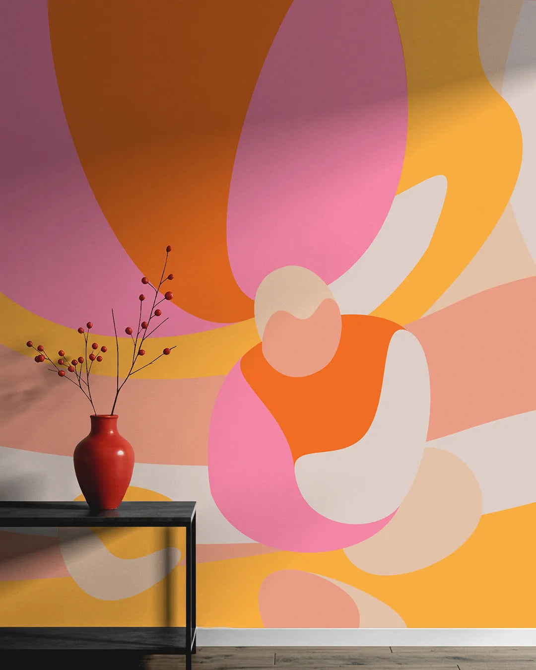 Retro Sunset Abstract Wallpaper Mural