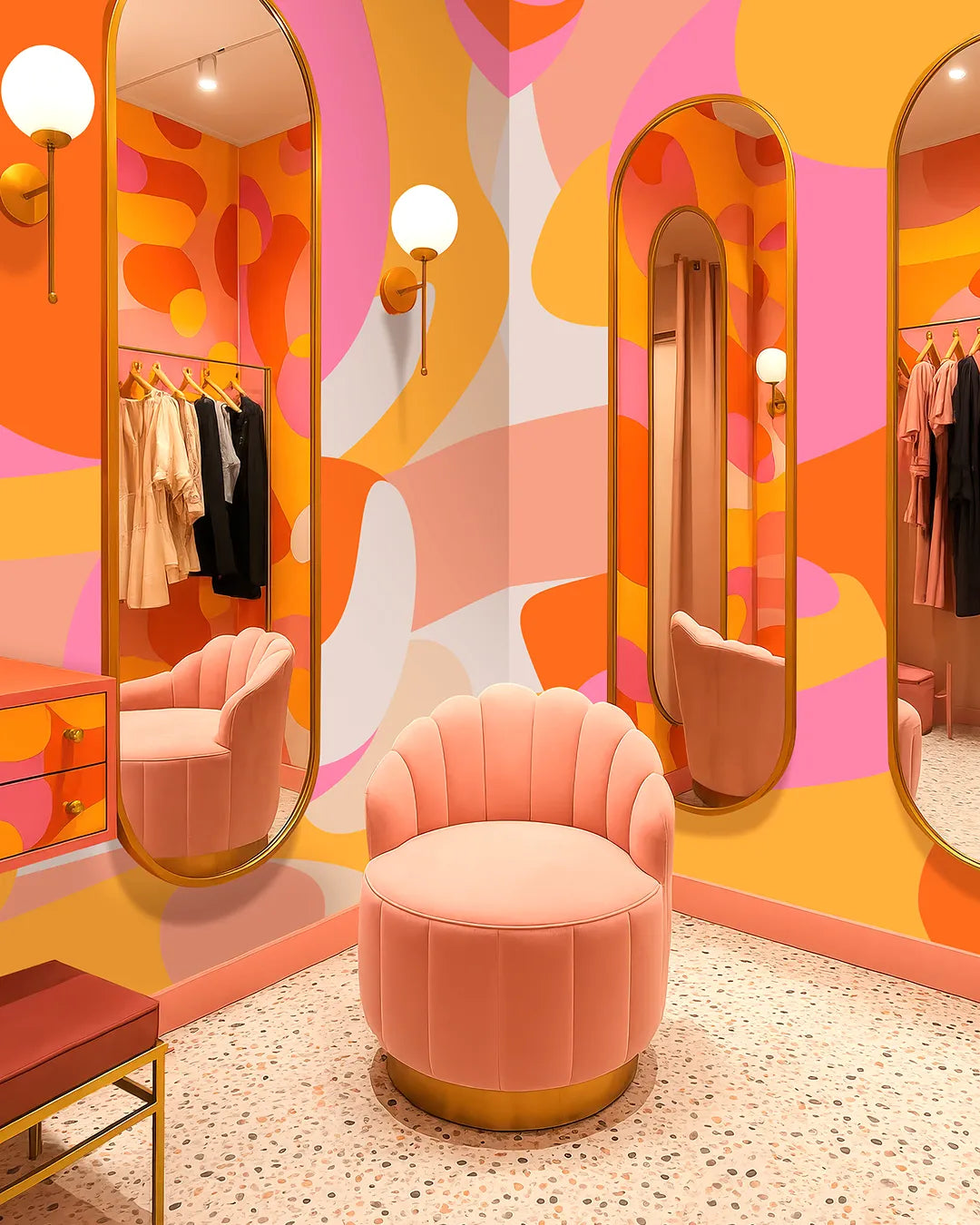 Retro Sunset Abstract Wallpaper Mural