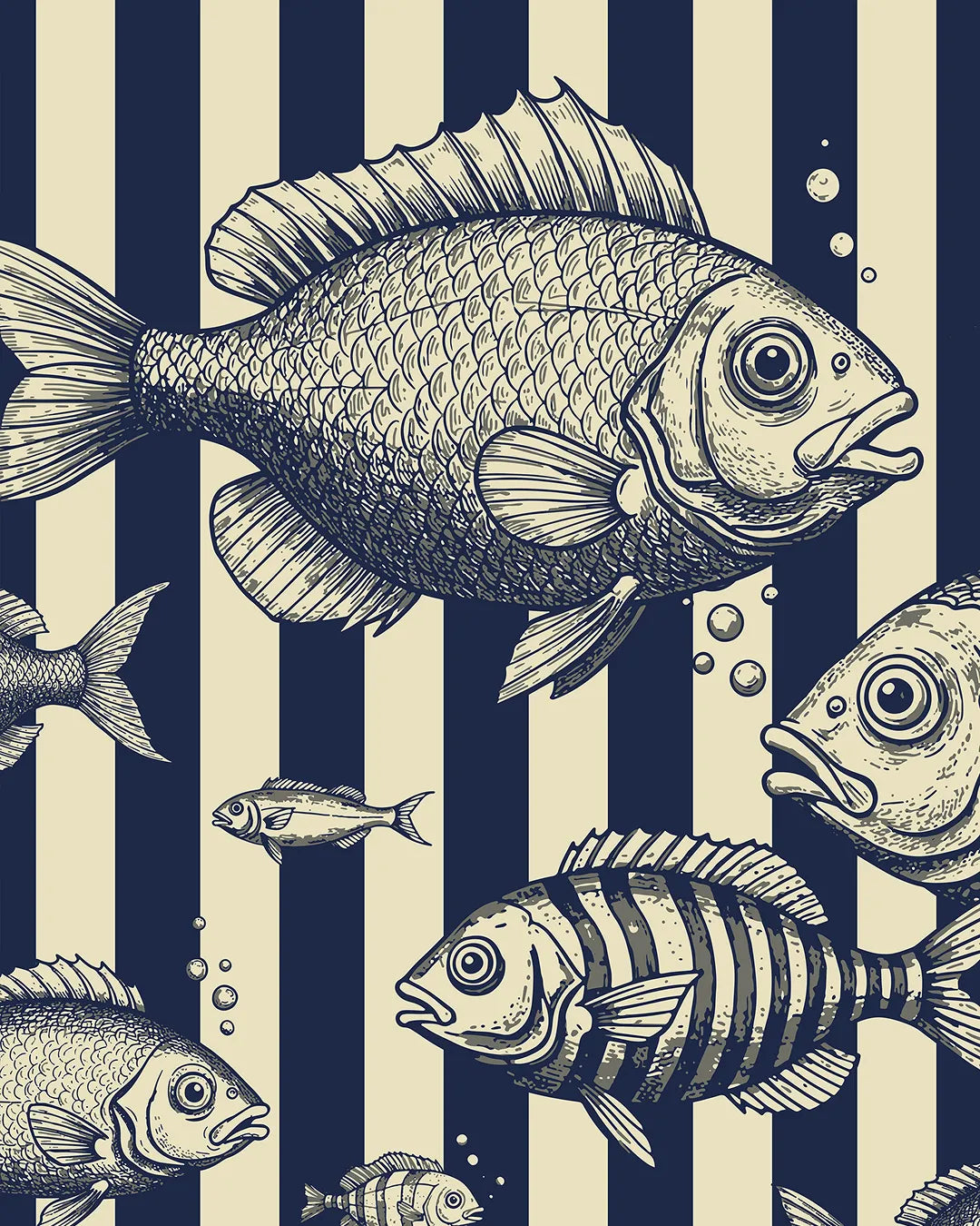 Striped Fish Wallpaper Mural