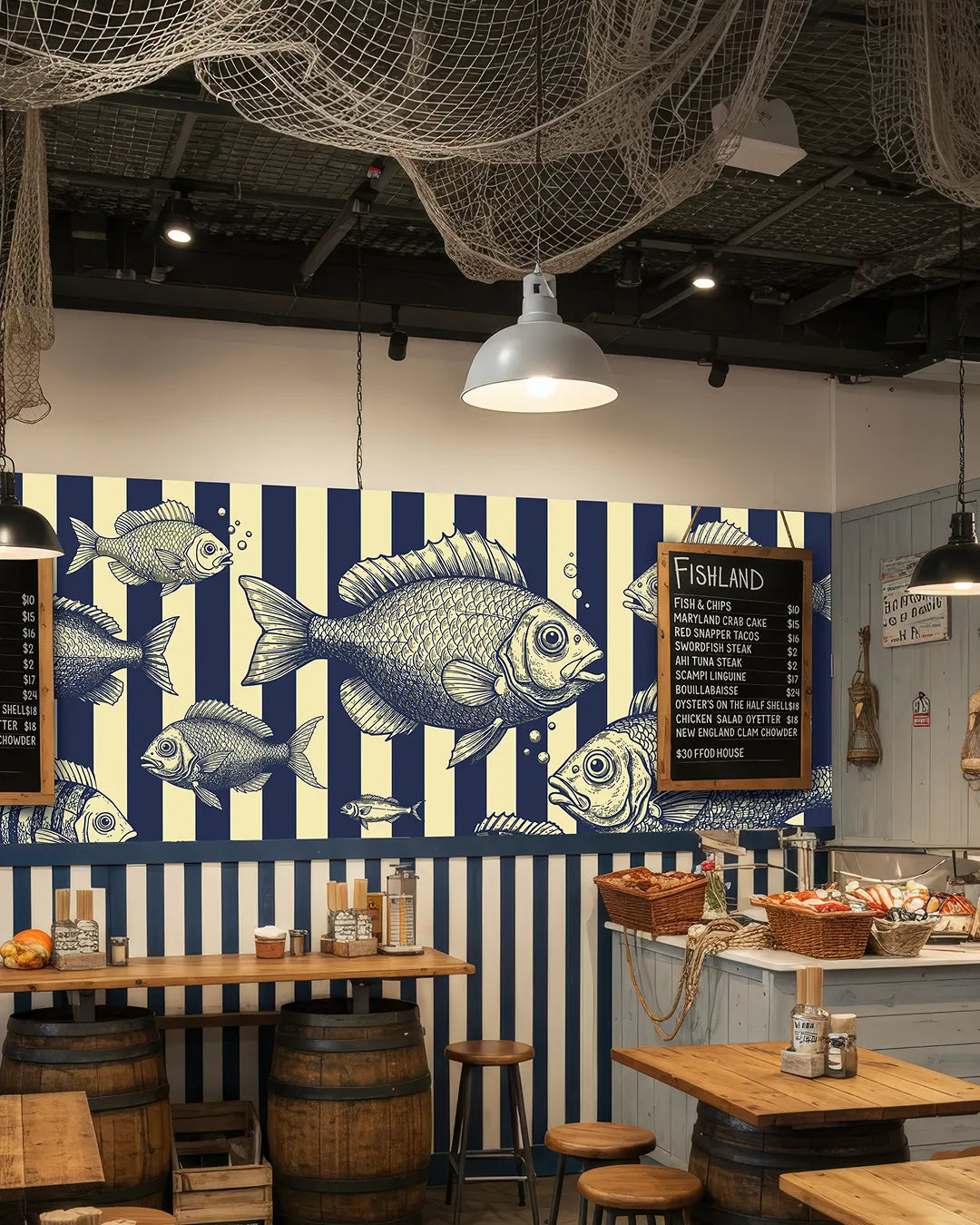 Striped Fish Wallpaper Mural