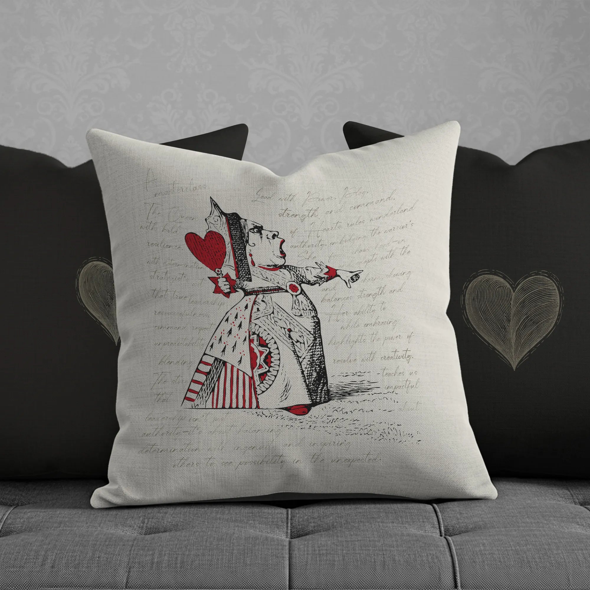 Queen of Hearts Wonderland Throw Pillow