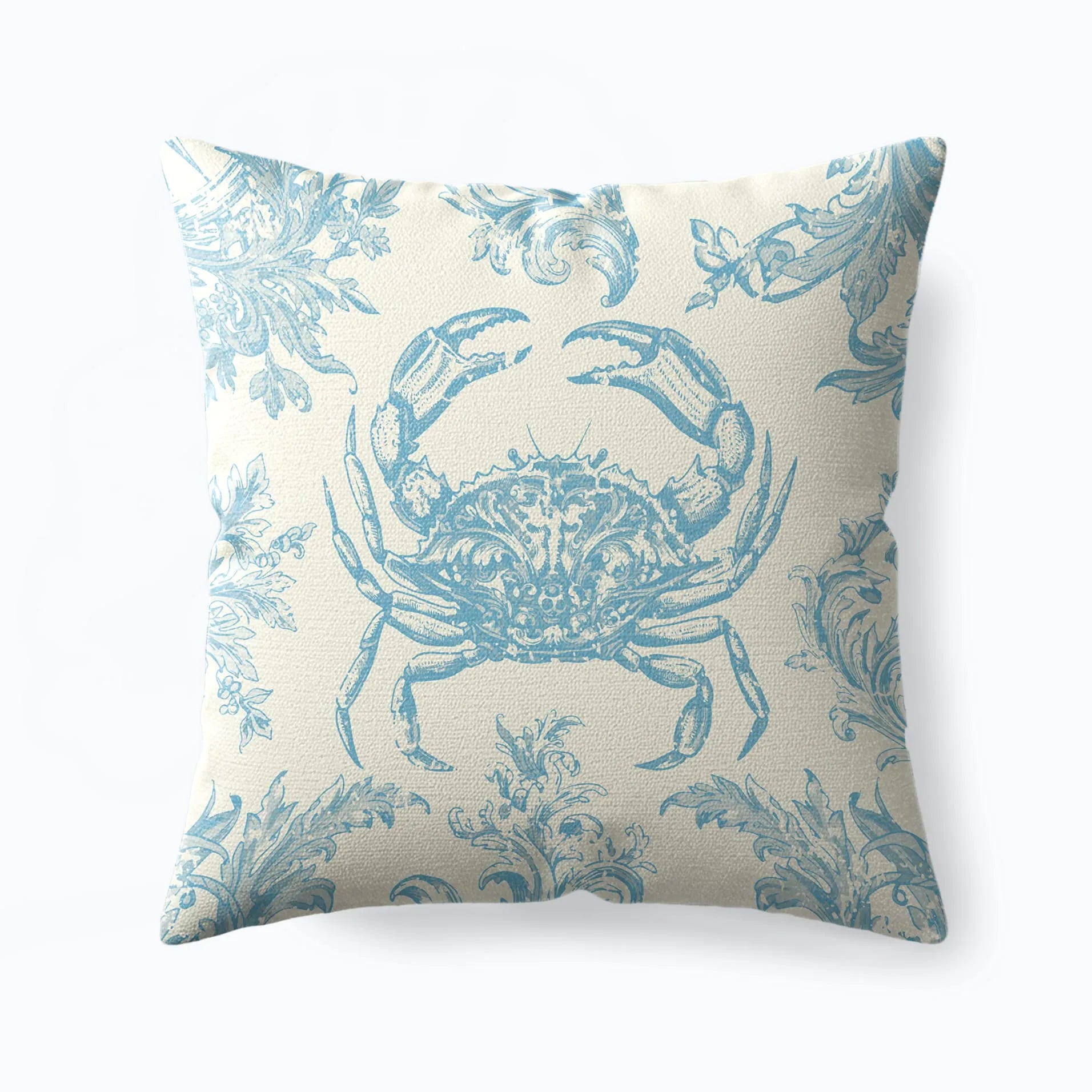 Blue crab toile Buffalo Bunny pillow.