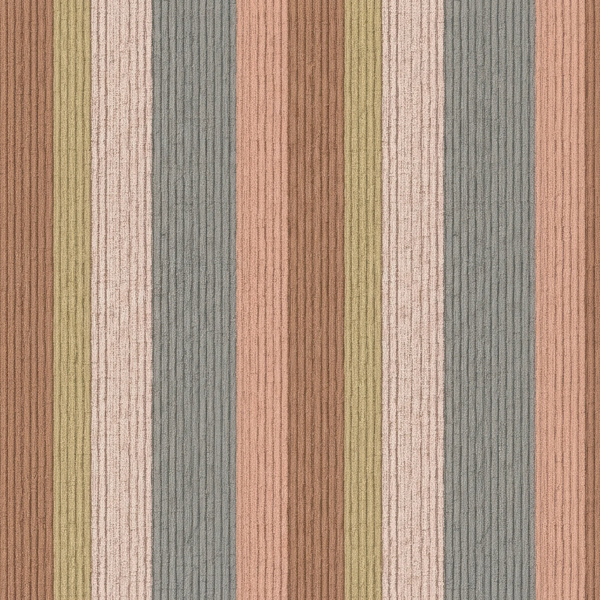 Chalk &amp; Clay wallpaper with textured vertical stripes in terracotta, slate, blush, and sage