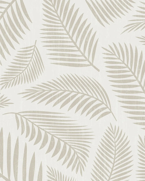 Pattern of palm leaves in beige on a light beige background by Buffalo Bunny.