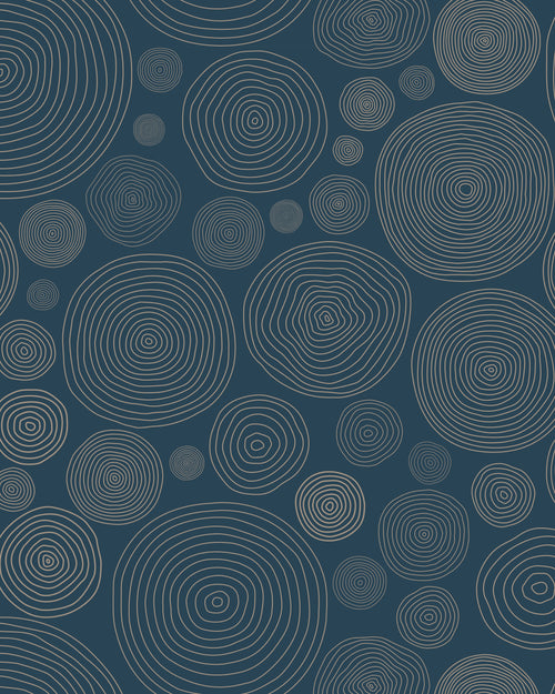 Pattern of concentric circles on a blue background by Buffalo Bunny.