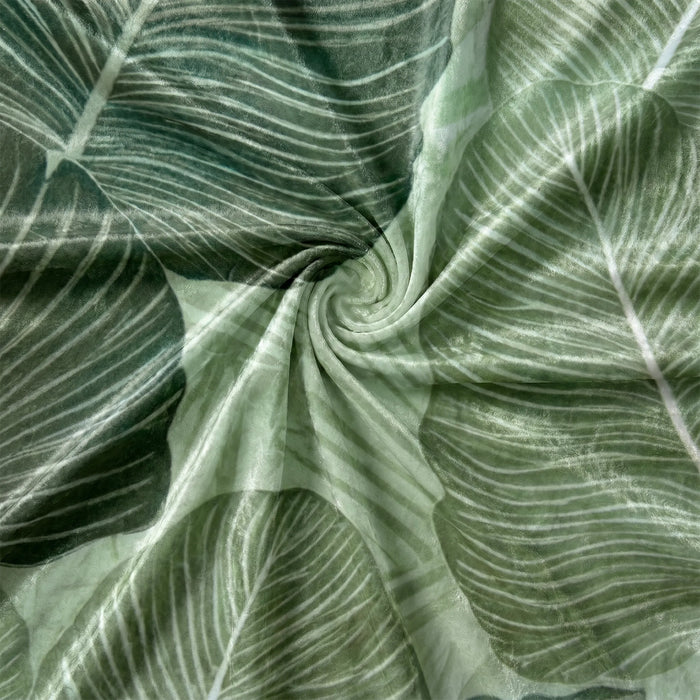 Jungle Leaves Velvet Shimmer Throw Pillow fabric