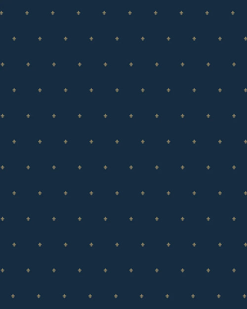 Navy blue background with small white floral patterns by Buffalo Bunny.