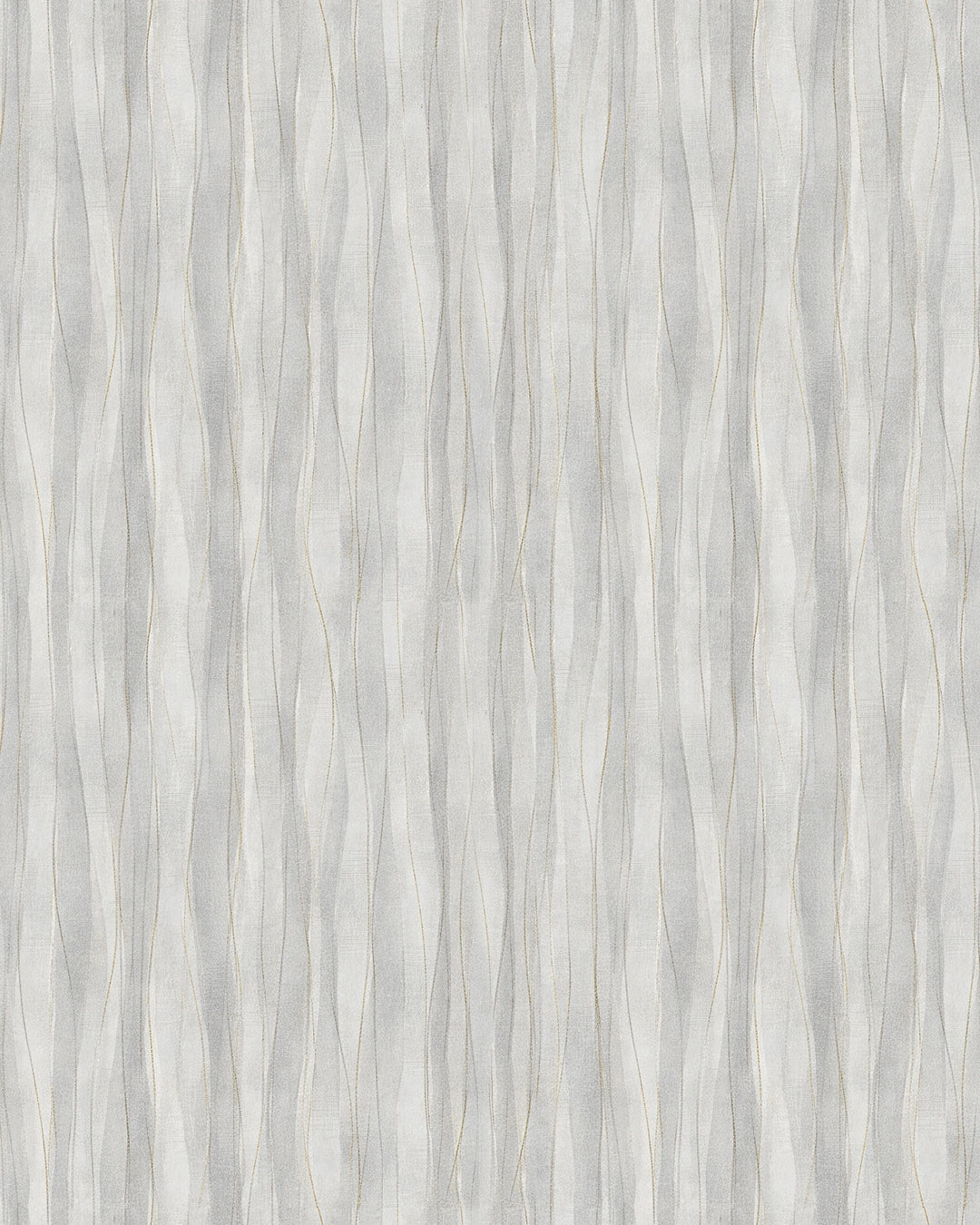 Soft Current wallpaper with soft vertical wavy stripes in pale grey and subtle gold lines