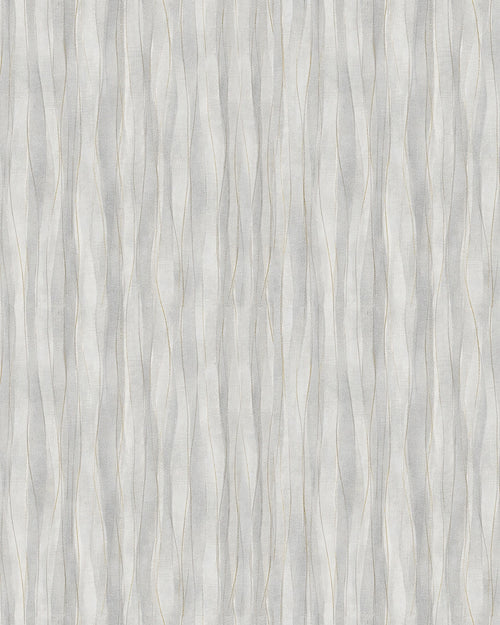 Soft Current wallpaper with soft vertical wavy stripes in pale grey and subtle gold lines