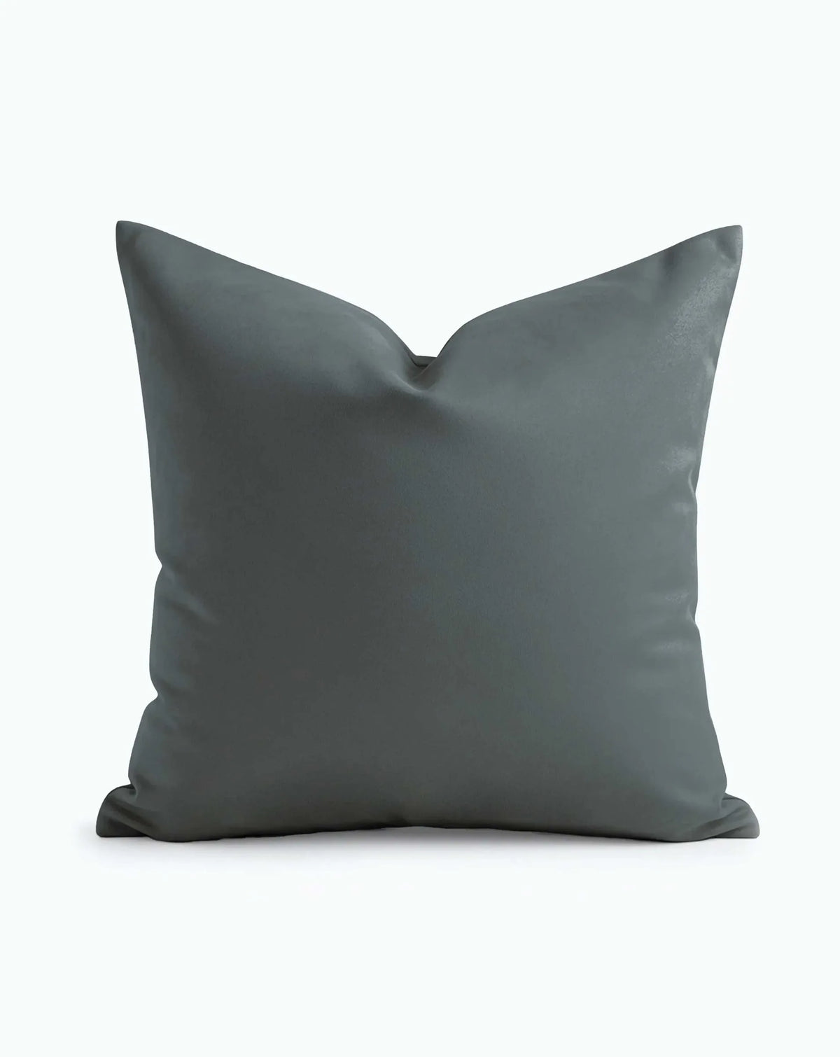 Chinoiserie Floral Throw Pillow in solid slate blue-grey on a white background