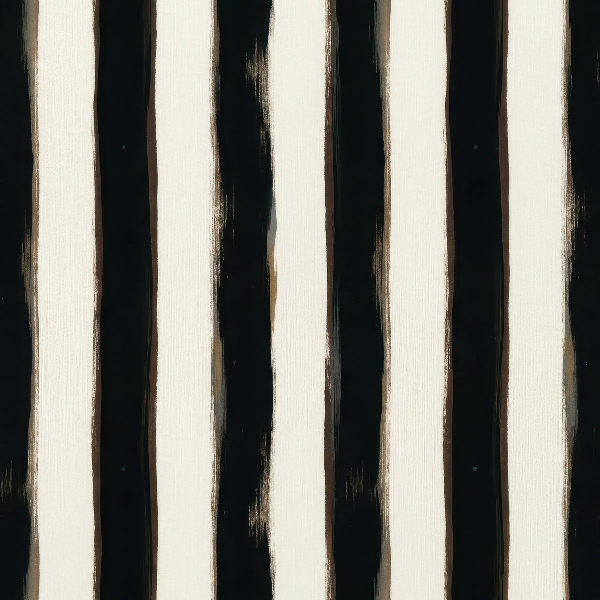 Painted-Tuxedo wallpaper with bold brushstroke vertical stripes in black and cream