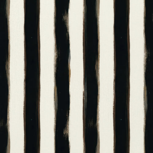 Painted-Tuxedo wallpaper with bold brushstroke vertical stripes in black and cream