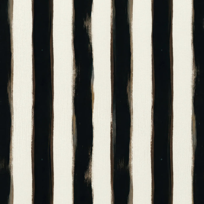 Painted-Tuxedo wallpaper with bold brushstroke vertical stripes in black and cream