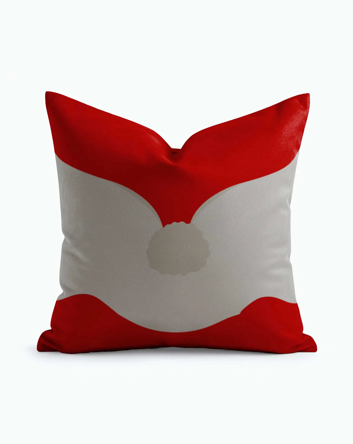 Santa Festive Christmas Throw Pillow with bold red and light gray Santa suit design