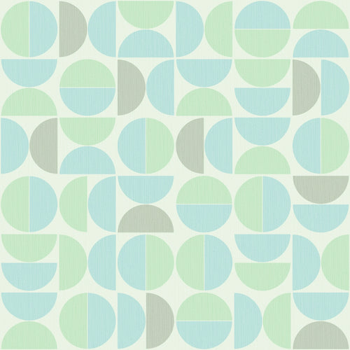 Soft Arc Grid wallpaper with rotating semicircle grid in soft blue, mint, and sage
