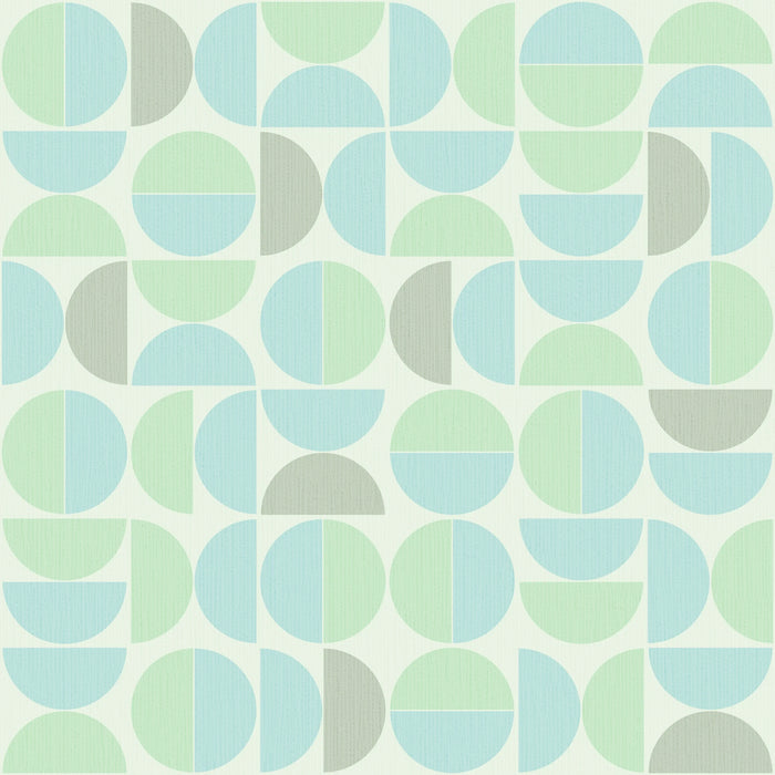 Soft Arc Grid wallpaper with rotating semicircle grid in soft blue, mint, and sage