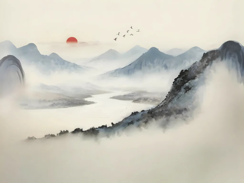 Papier peint mural Brume et montagne