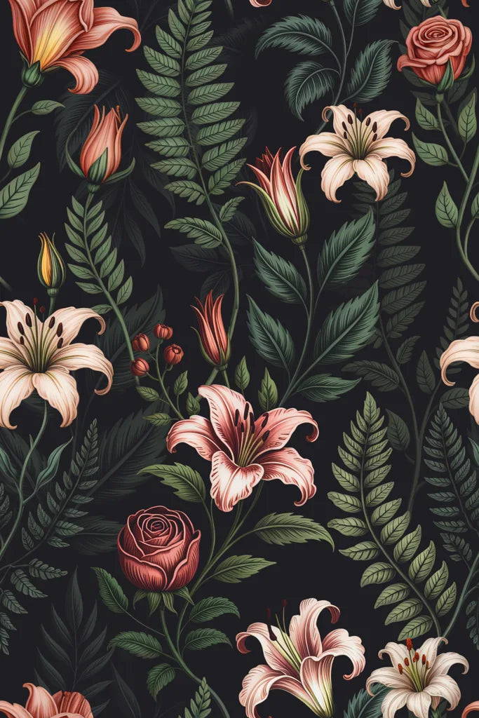 Midnight Garden Bloom Wallpaper pattern