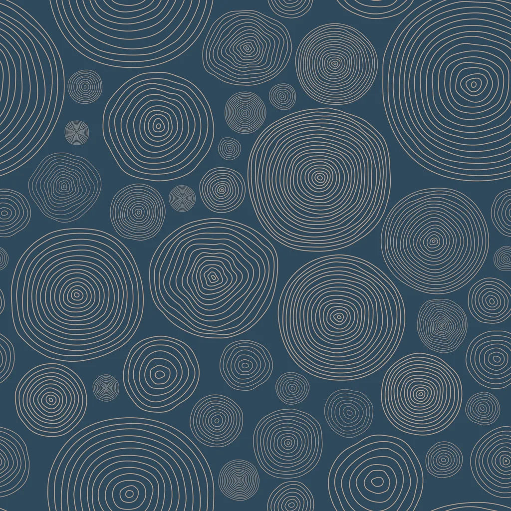 Deep Navy Concentric Circles Wallpaper pattern