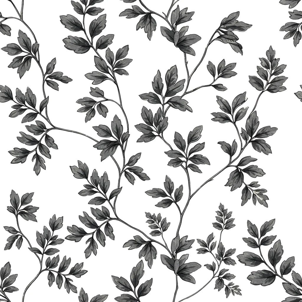 Midnight Ivy Monochrome Wallpaper pattern
